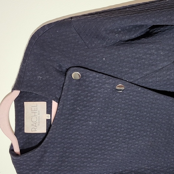 Rachel Rachel Roy navy blue quilted two button wrap blazer cardigan sweater med - Picture 4 of 9